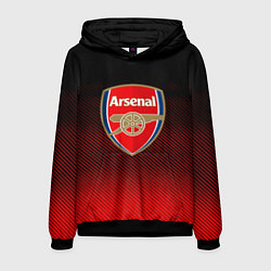 Толстовка-худи мужская Arsenal текстура полосы красные, цвет: 3D-черный