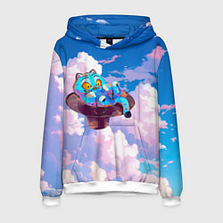 Толстовка-худи мужская Tiger Derpy in the clouds, цвет: 3D-белый