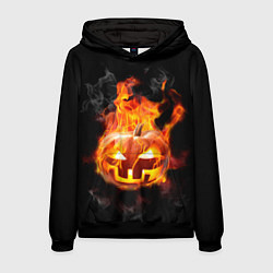Толстовка-худи мужская Горящая тыква джек, цвет: 3D-черный