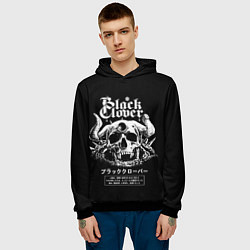 Толстовка-худи мужская Черный клевер череп, цвет: 3D-черный — фото 2