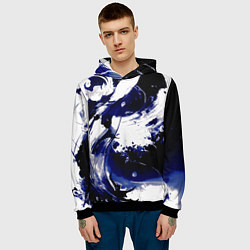 Толстовка-худи мужская Чёрно-фиолетовый абстракция волна, цвет: 3D-черный — фото 2