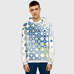 Толстовка-худи мужская Сине-зеленая абстракция, цвет: 3D-белый — фото 2