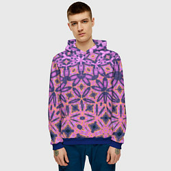 Толстовка-худи мужская Фиолетовая геометрическая метаморфоза, цвет: 3D-синий — фото 2