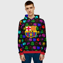 Толстовка-худи мужская Barcelona neon games logo, цвет: 3D-красный — фото 2
