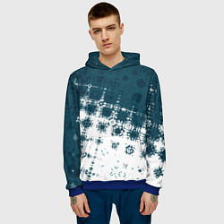 Толстовка-худи мужская Узорчатая текстура сине-белая, цвет: 3D-синий — фото 2