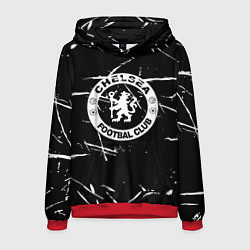 Толстовка-худи мужская Челси штрихи красок белые, цвет: 3D-красный