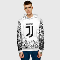 Толстовка-худи мужская Ювентус черные деревья, цвет: 3D-белый — фото 2