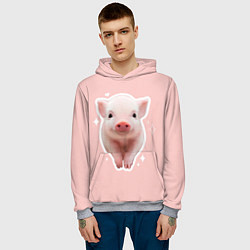 Толстовка-худи мужская Поросенок с розовым пятачком, цвет: 3D-меланж — фото 2