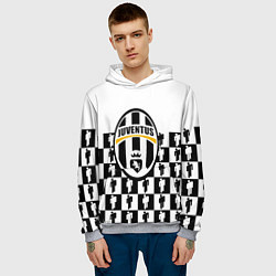 Толстовка-худи мужская Juventus болельщики паттерн, цвет: 3D-меланж — фото 2