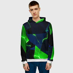 Толстовка-худи мужская Neon tile green, цвет: 3D-белый — фото 2