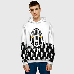 Толстовка-худи мужская Ювентус краски люди текстура, цвет: 3D-белый — фото 2