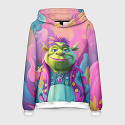 Толстовка-худи мужская Шрек с фиолетовыми волосами, цвет: 3D-белый