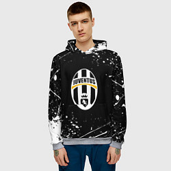 Толстовка-худи мужская Juventus белые краски всплеск, цвет: 3D-меланж — фото 2