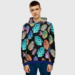 Толстовка-худи мужская Неоновые шишки, цвет: 3D-синий — фото 2