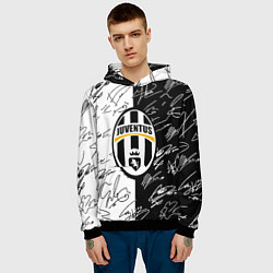 Толстовка-худи мужская Ювентус автографы полосы, цвет: 3D-черный — фото 2