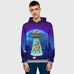 Толстовка-худи мужская Инопланетяне похищают корову, цвет: 3D-меланж — фото 2