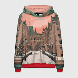 Толстовка-худи мужская Новогодний Московский двор, цвет: 3D-красный