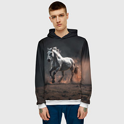 Толстовка-худи мужская Белая лошадь, цвет: 3D-белый — фото 2