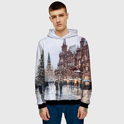 Толстовка-худи мужская Московский новогодний день, цвет: 3D-черный — фото 2