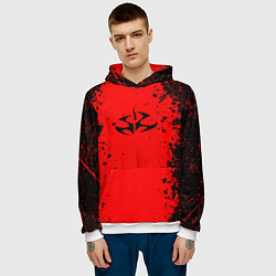 Толстовка-худи мужская Эмблема hitman на красном фоне, цвет: 3D-белый — фото 2