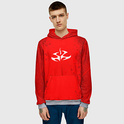 Толстовка-худи мужская Белая эмблема hitman на красном, цвет: 3D-меланж — фото 2