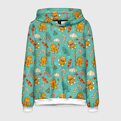 Мужская толстовка Новогодний паттерн печенье с конфетами