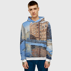 Толстовка-худи мужская Зимний Санкт-Петербург, цвет: 3D-белый — фото 2