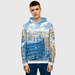 Толстовка-худи мужская Зимний утренний Питер, цвет: 3D-белый — фото 2