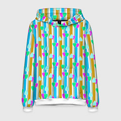 Мужская толстовка Полосатый с сердечками ретро в горошек