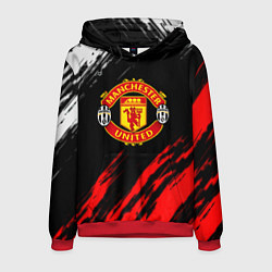 Толстовка-худи мужская Манчестер Юнайтед x Ювентус краски, цвет: 3D-красный