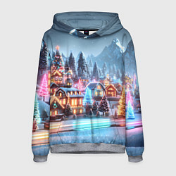 Мужская толстовка Городок в новогодних огоньках