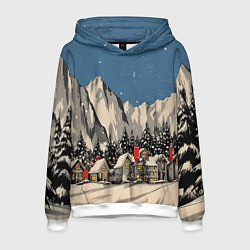 Мужская толстовка Небольшой новогодний город в горах