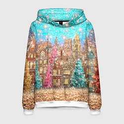 Мужская толстовка Новогодний город в блестках