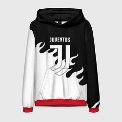 Толстовка-худи мужская Ювентус огонь текстура, цвет: 3D-красный