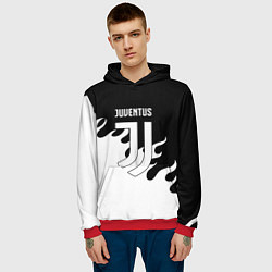 Толстовка-худи мужская Ювентус огонь текстура, цвет: 3D-красный — фото 2