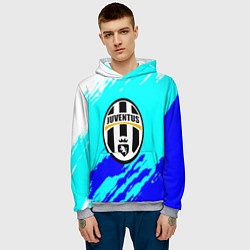 Толстовка-худи мужская Ювентус краски штрихи текстура, цвет: 3D-меланж — фото 2