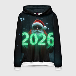 Толстовка-худи мужская Кибер дед, цвет: 3D-белый