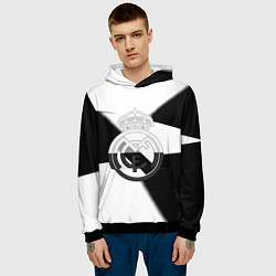 Толстовка-худи мужская Реал Мадрид геометрия полосы, цвет: 3D-черный — фото 2