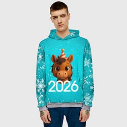 Толстовка-худи мужская Голова лошадки, цвет: 3D-меланж — фото 2