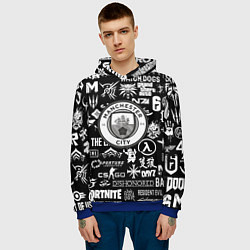 Толстовка-худи мужская Манчестер сити логотипы игр, цвет: 3D-синий — фото 2