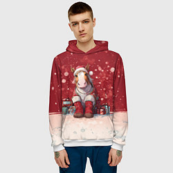 Толстовка-худи мужская Лошадка в новогодних сапогах, цвет: 3D-белый — фото 2