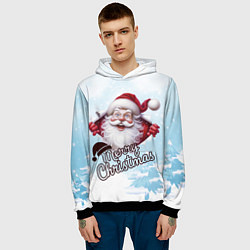 Толстовка-худи мужская Санта в зимнем лесу, цвет: 3D-черный — фото 2