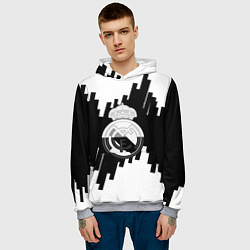 Толстовка-худи мужская Реал Мадрид белая геометрия, цвет: 3D-меланж — фото 2