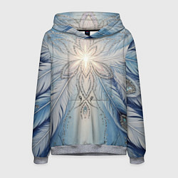 Толстовка-худи мужская Ледяной перьевой орнамент со светом, цвет: 3D-меланж