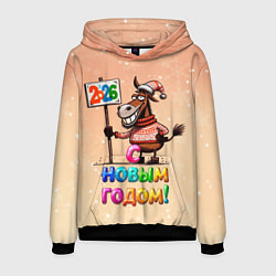 Толстовка-худи мужская Весёлая лошадь, цвет: 3D-черный