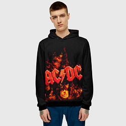 Толстовка-худи мужская AC/DC Flame, цвет: 3D-черный — фото 2