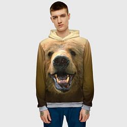 Толстовка-худи мужская Взгляд медведя, цвет: 3D-меланж — фото 2
