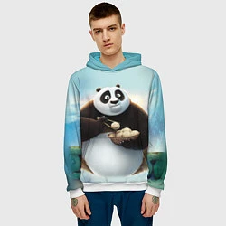 Толстовка-худи мужская Кунг фу панда, цвет: 3D-белый — фото 2