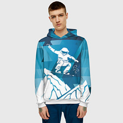 Толстовка-худи мужская Горы и сноубордист, цвет: 3D-белый — фото 2