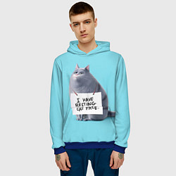 Толстовка-худи мужская I have resing cat face, цвет: 3D-синий — фото 2